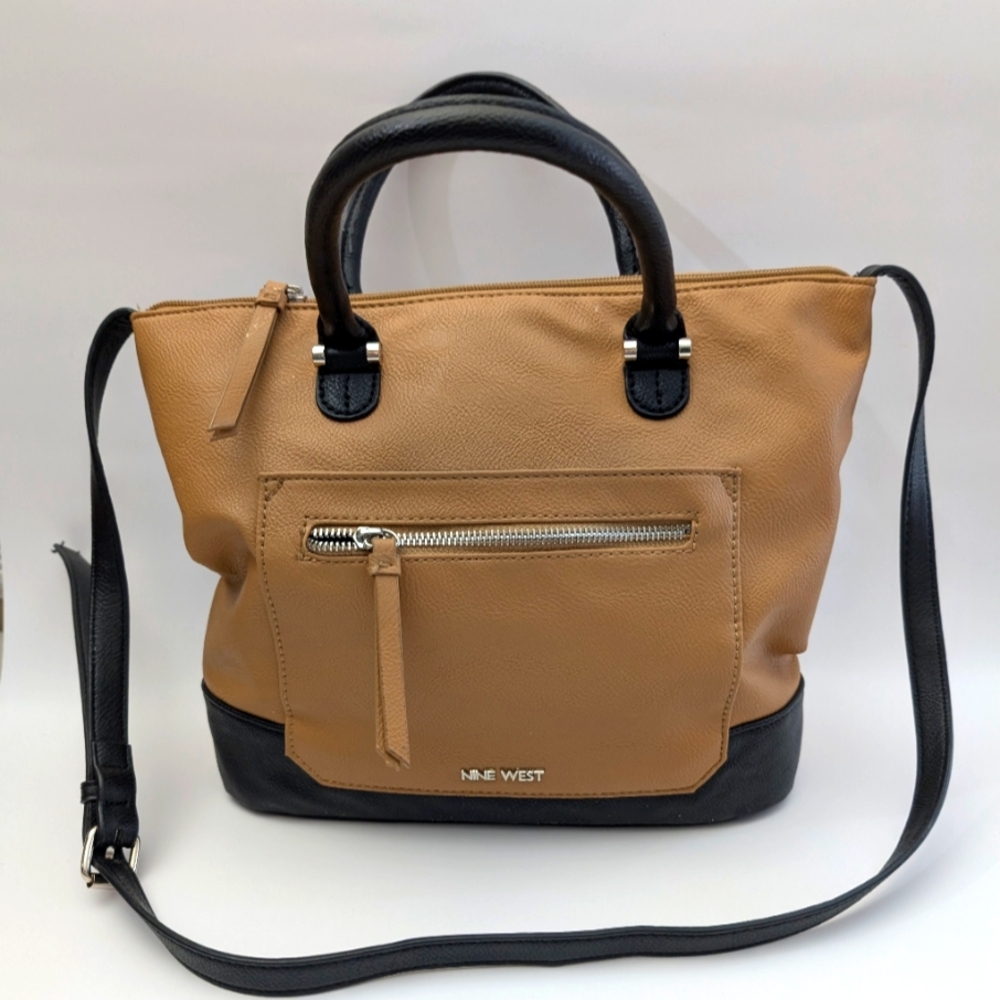 Nine West Tan and Black Women's Tote Bag Faux Leather